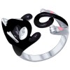 Кольцо в виде черной кошки из серебра 94011780