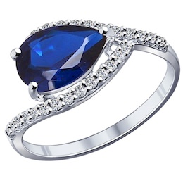 Кольцо из серебра с синим фианитом 94011799