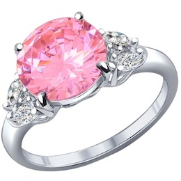 Кольцо из серебра с розовым фианитом 94011803