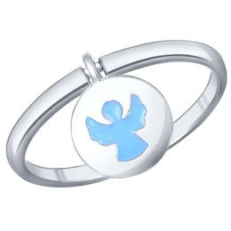 Кольцо ангел из серебра с эмалью 94011814