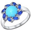 Кольцо из серебра с бирюзой и синими фианитами 94011824
