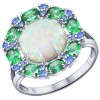 Кольцо из серебра с опалом и синими и зелеными фианитами 94011832