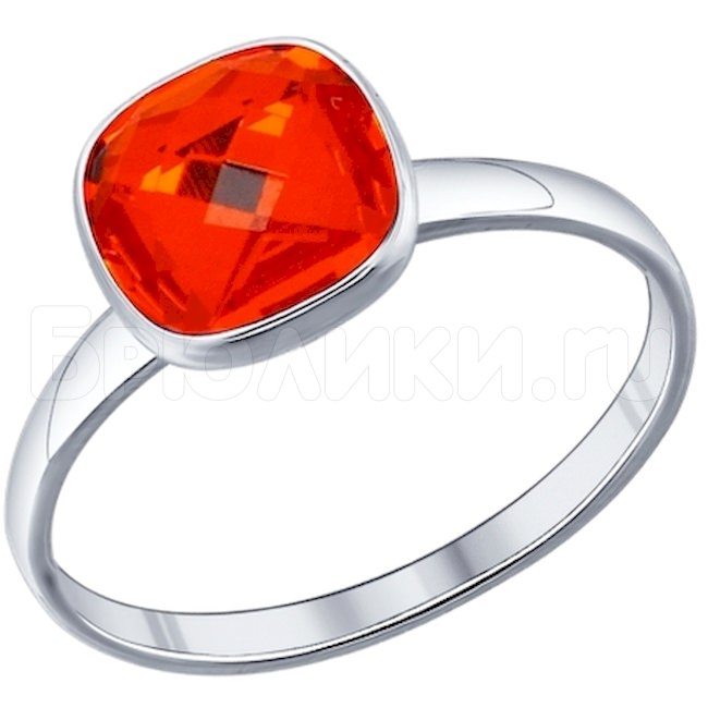 Кольцо из серебра с оранжевым кристаллом Swarovski 94011870