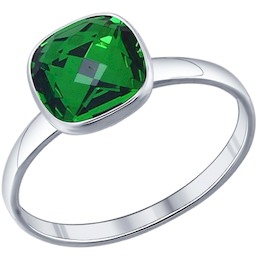 Кольцо из серебра с зелёным кристаллом swarovski 94011871
