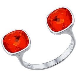 Кольцо из серебра с оранжевыми кристаллами Swarovski 94011873