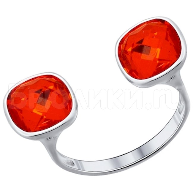 Кольцо из серебра с оранжевыми кристаллами Swarovski 94011873
