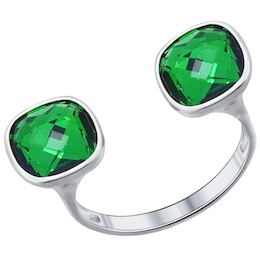 Кольцо из серебра с зелеными кристаллами Swarovski 94011874