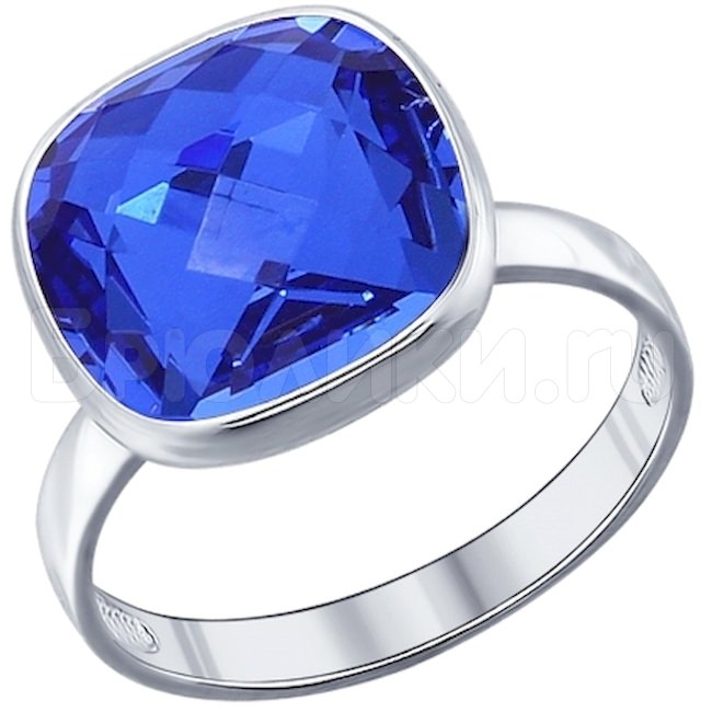 Кольцо из серебра с синим кристаллом swarovski 94011875