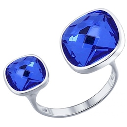 Кольцо из серебра с синими кристаллами Swarovski 94011878