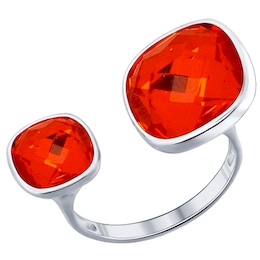 Кольцо из серебра с оранжевыми кристаллами swarovski 94011879