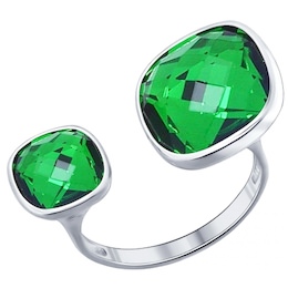 Кольцо из серебра с зелёными кристаллами Swarovski 94011880