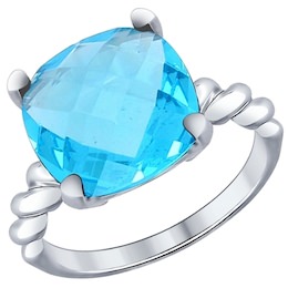 Кольцо из серебра с голубым стеклянной вставкой 94011957