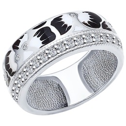 Кольцо из серебра с эмалью с фианитами 94011995