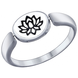 Кольцо из серебра с эмалью «Лотос» 94012016