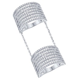 Кольцо на две фаланги из серебра с фианитами 94012041