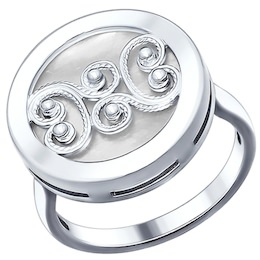 Кольцо из серебра с белым перламутром 94012049
