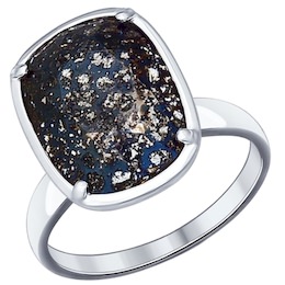 Кольцо из серебра с чёрным кристаллом Swarovski 94012061