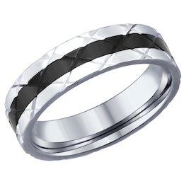 Кольцо из серебра с эмалью и алмазной гранью 94012097