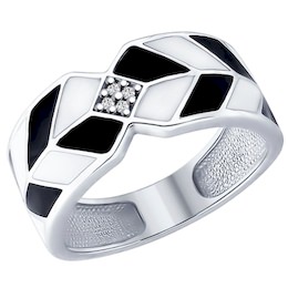 Кольцо из серебра с эмалью и фианитами 94012162