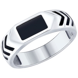 Кольцо из серебра с эмалью и ониксом 94012168