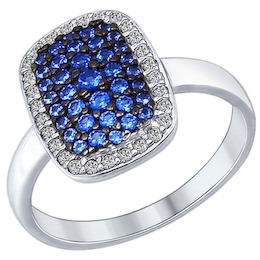 Кольцо из серебра с синими фианитами 94012186