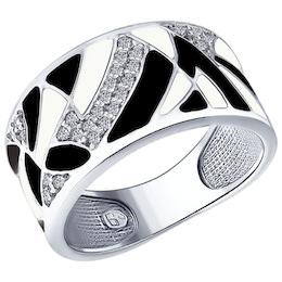 Кольцо из серебра с эмалью и фианитами 94012192