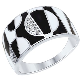 Кольцо из серебра с эмалью и фианитами 94012208