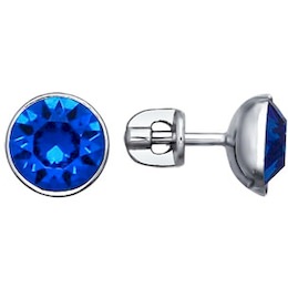 Серьги-пусеты из серебра с синими кристаллами swarovski 94021604