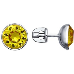 Серьги-пусеты из серебра с жёлтыми кристаллами swarovski 94021607