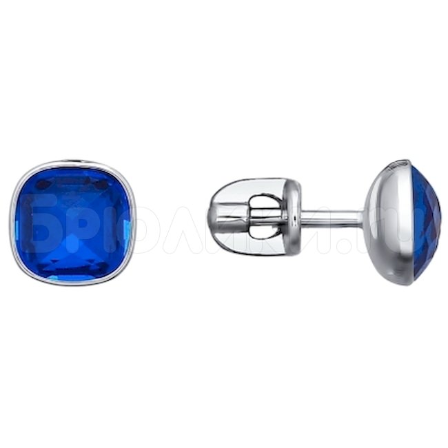 Серьги-пусеты из серебра с синими кристаллами swarovski 94021616