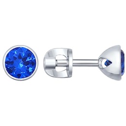 Серьги-пусеты из серебра с синими фианитами 94021963