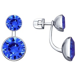 Серьги-пусеты из серебра с синими кристаллами Swarovski 94022068