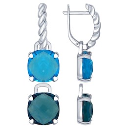 Серьги из серебра с синими и голубыми стеклянными вставками 94022085