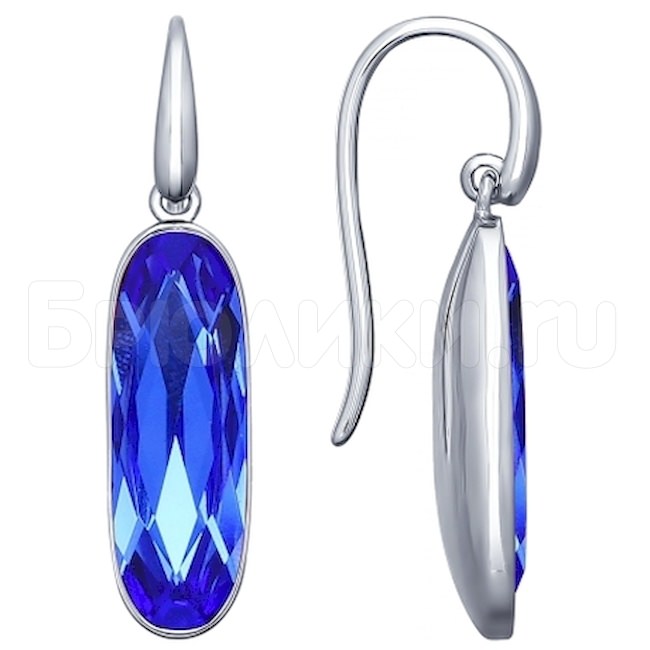 Серьги из серебра с синими кристаллами Swarovski 94022110