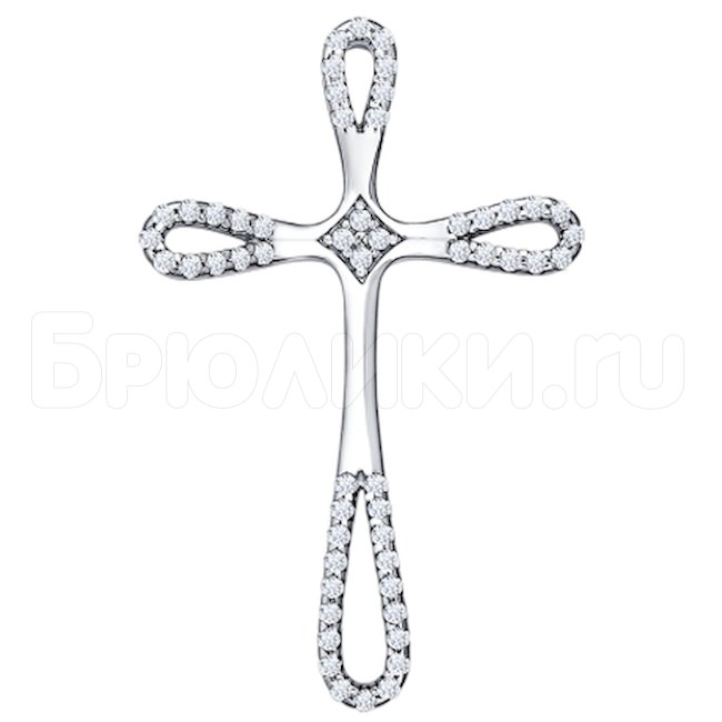 Крест из серебра с фианитами 94031251