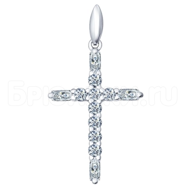 Крест из серебра с фианитами 94031380