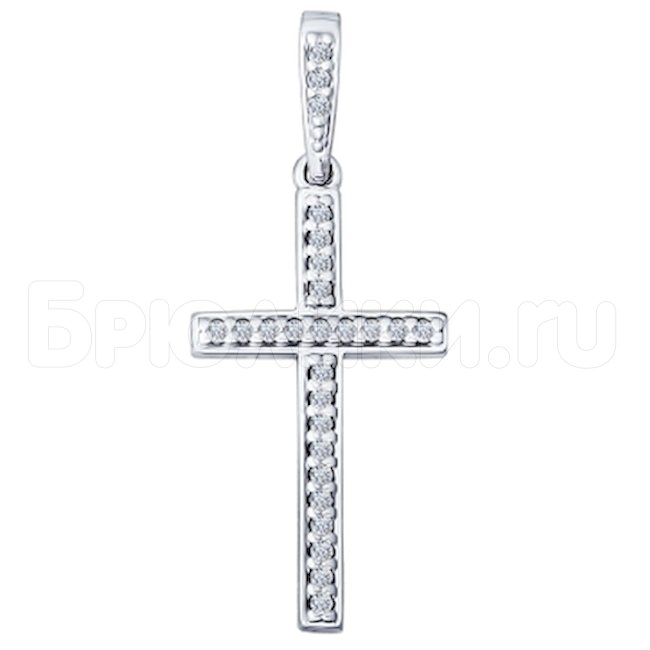 Крест из серебра с фианитами 94031460