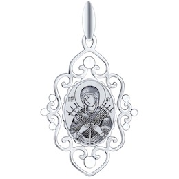 Иконка из серебра с алмазной гранью и лазерной обработкой 94100253