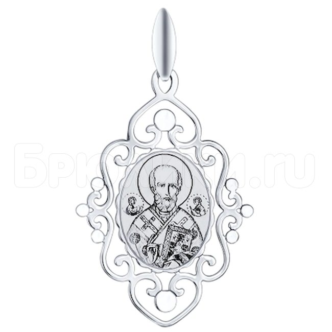 Иконка из серебра с алмазной гранью и лазерной обработкой 94100257