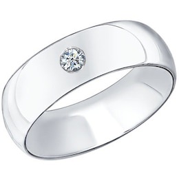Обручальное кольцо из серебра с фианитом 94110023