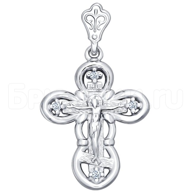 Крест из серебра с фианитами 94120123