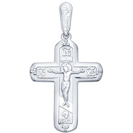 Крест из серебра с фианитами 94120126