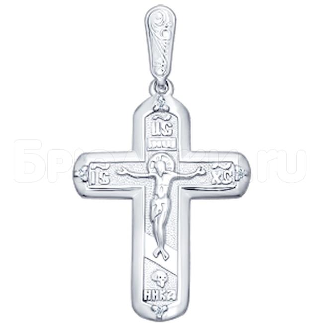 Крест из серебра с фианитами 94120126