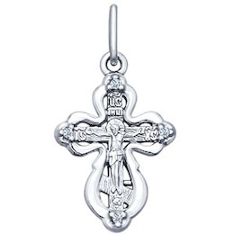 Крест из серебра с фианитами 94120127