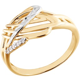 Золотое кольцо с алмазной гранью 015311