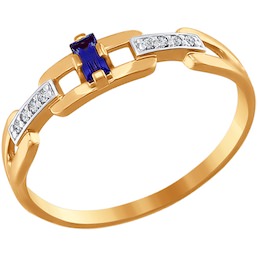 Кольцо из золота с синим фианитом 015471
