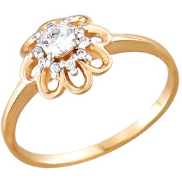 Помолвочное кольцо из золота с фианитами 015807
