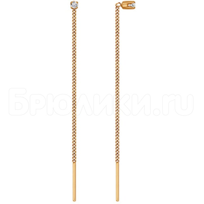 Серьги-цепочки из золота с фианитами 020611