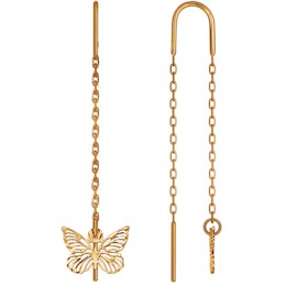 Женские серьги-продевки с бабочкой из золота 025416