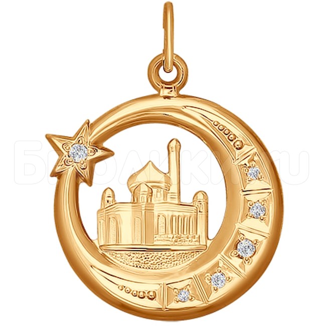 Подвеска мусульманская из золота с фианитами 030370
